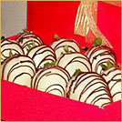 White Chocolate Dipped Strawberries Drizzled w/Milk Chocolate